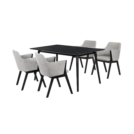 Armen Living Westmont and Renzo Gray and Black 5 Piece Dining Set SETWEDI5REBLGR